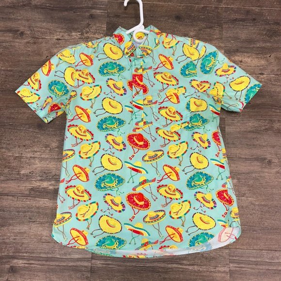 Chubbies 1/4 Button Hawaiian Shirt Men Size Medium Sombreros Pocket - Picture 6 of 7